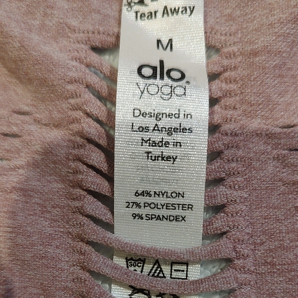 ALO Yoga Dusty Rose Distressed Cutout Crop Top - Picture 3 of 6